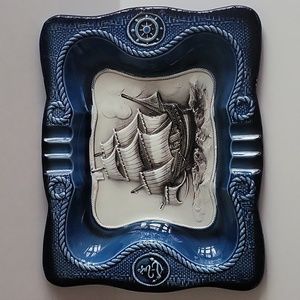 Vintage Schooner Ashtray Lego Fine Quality Ceramic Japan